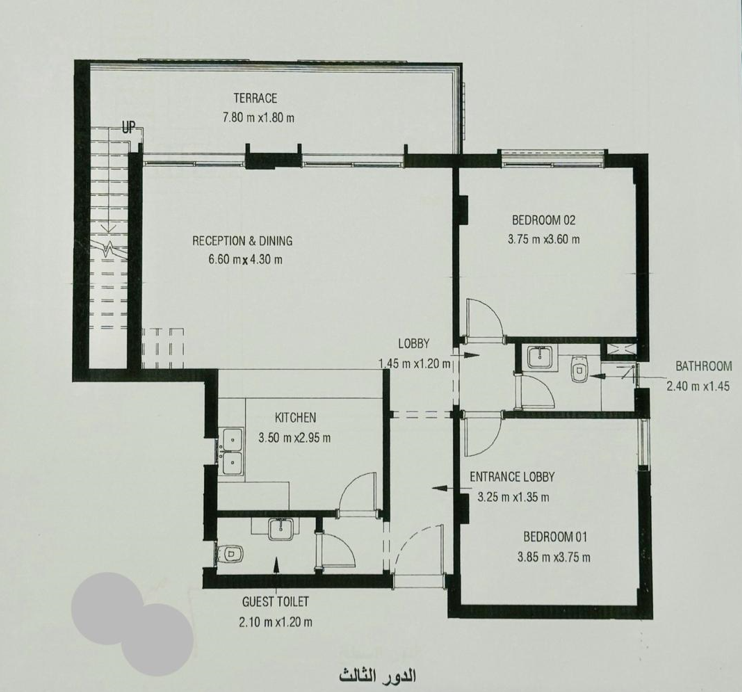 Floor plan for penthouse at Garden Lakes