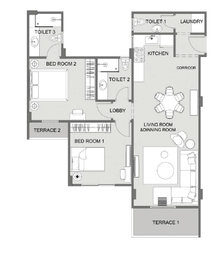 Floor plan for apartment at Yellow Residence