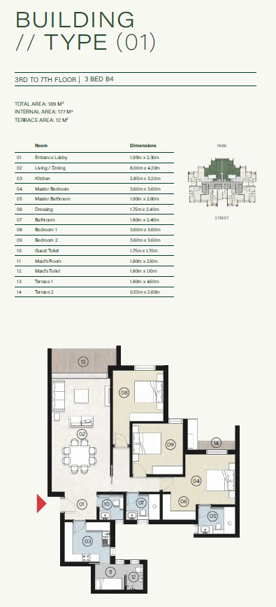 Floor plan for apartment at ZED East