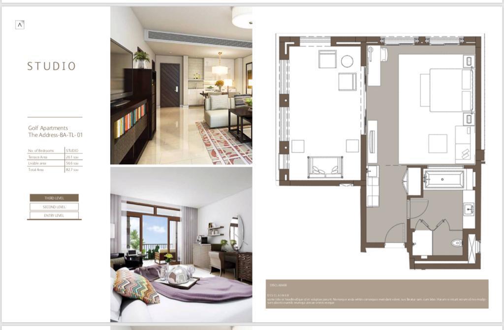 Floor plan for studio at Marassi