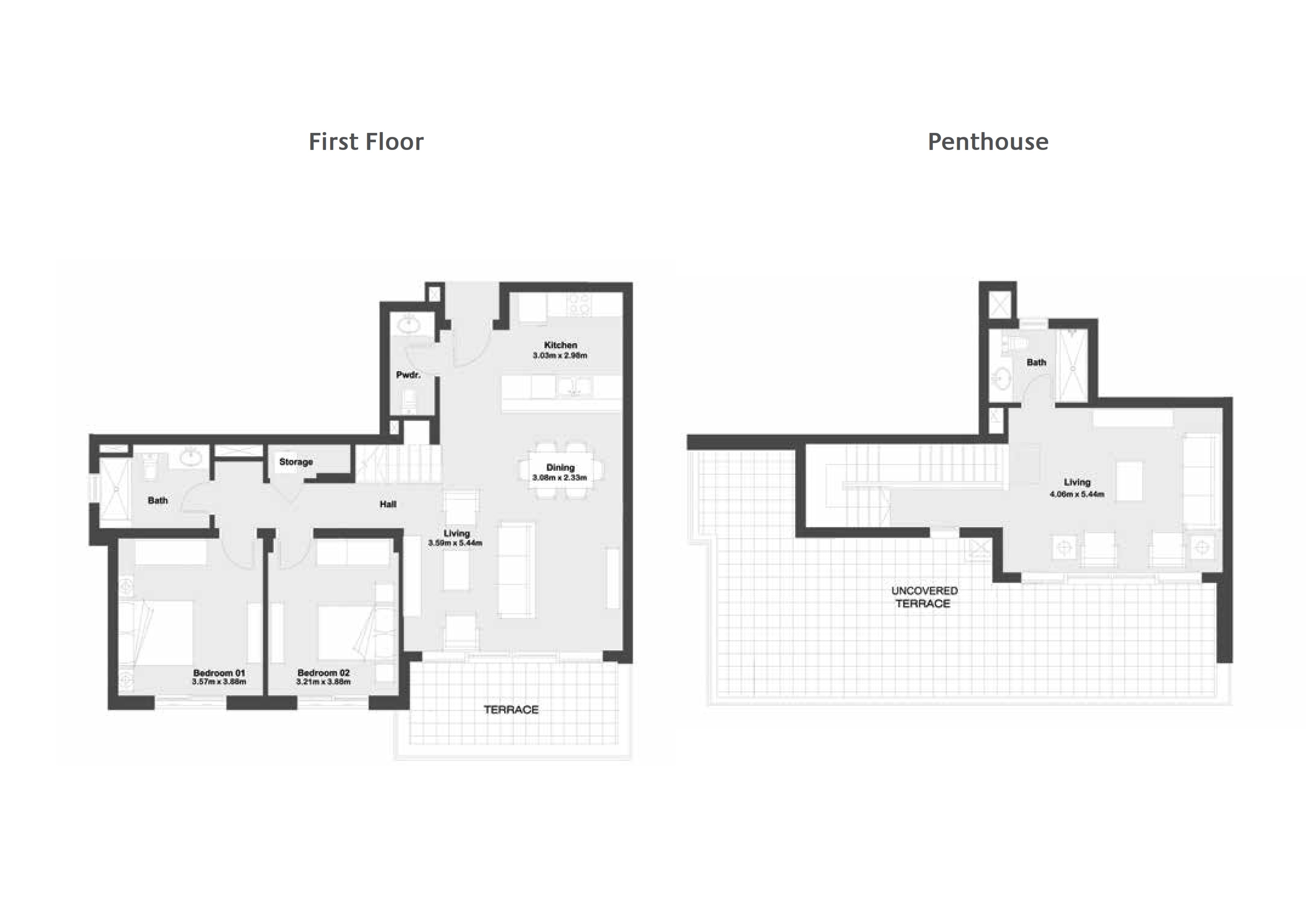 Floor plan for penthouse at Marassi
