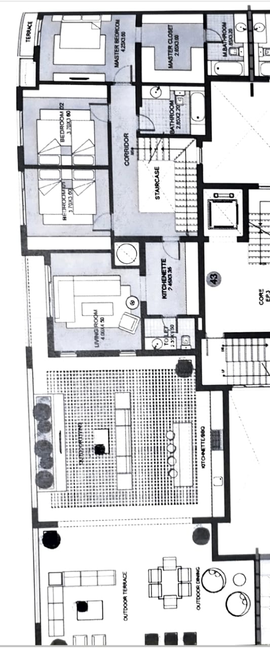 Floor plan for duplex at Eastown Residence