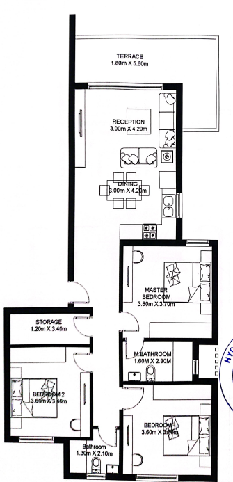 Floor plan for chalet at Hyde Park North - Seashore