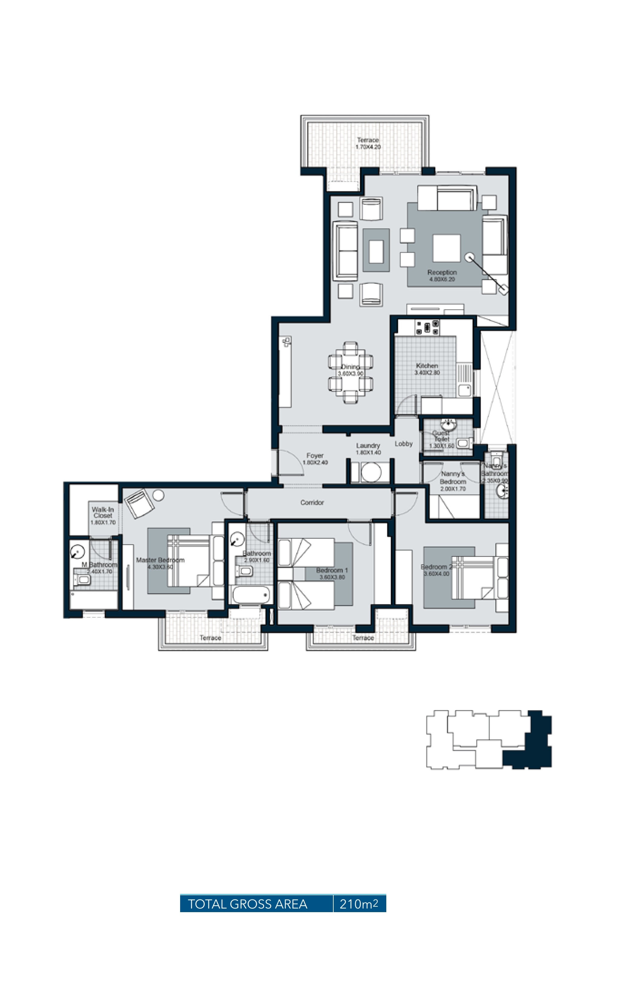 Floor plan for apartment at The Courtyards