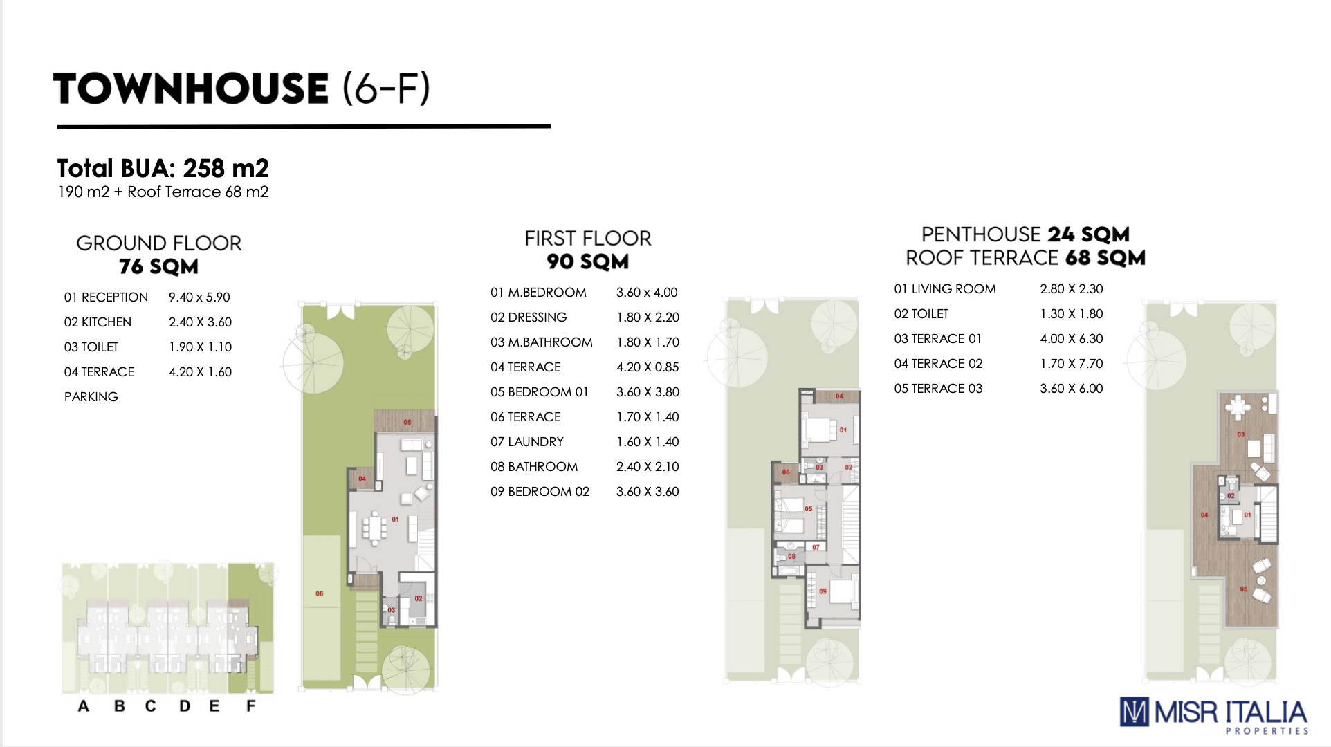 Floor plan for townhouse at Il Bosco New Capital