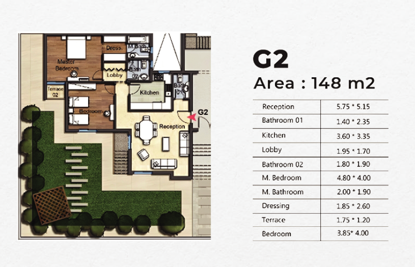 Floor plan for apartment at OIA Compound