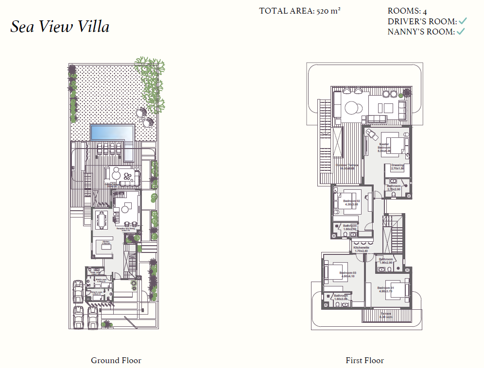Floor plan for villa at Zoya Ghazala Bay