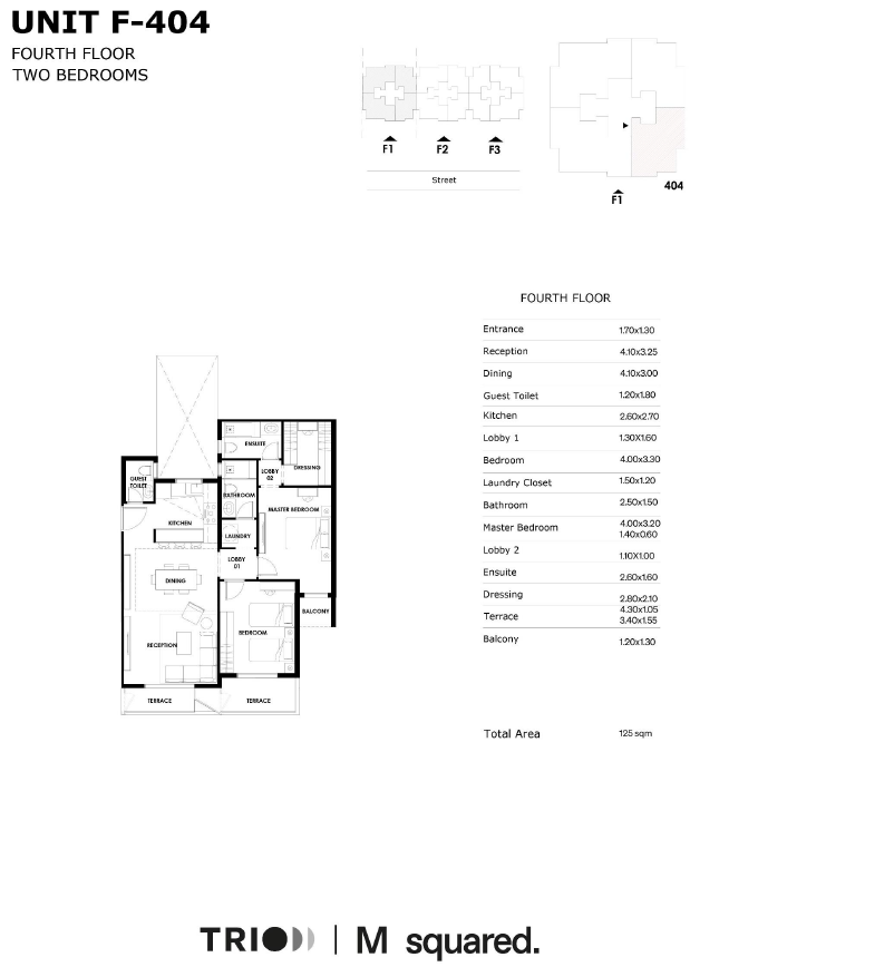 Floor plan for apartment at Trio