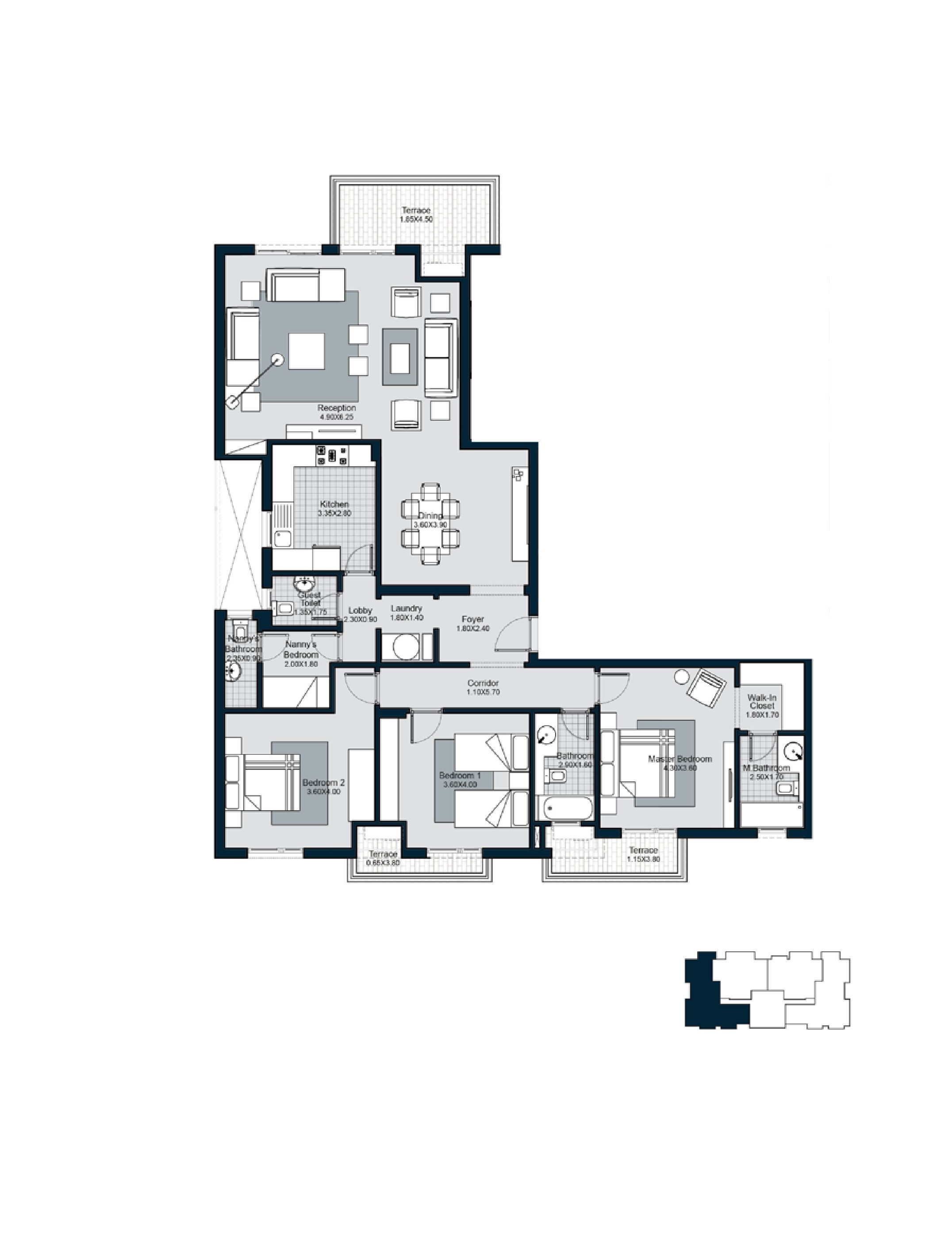 Floor plan for apartment at The Courtyards