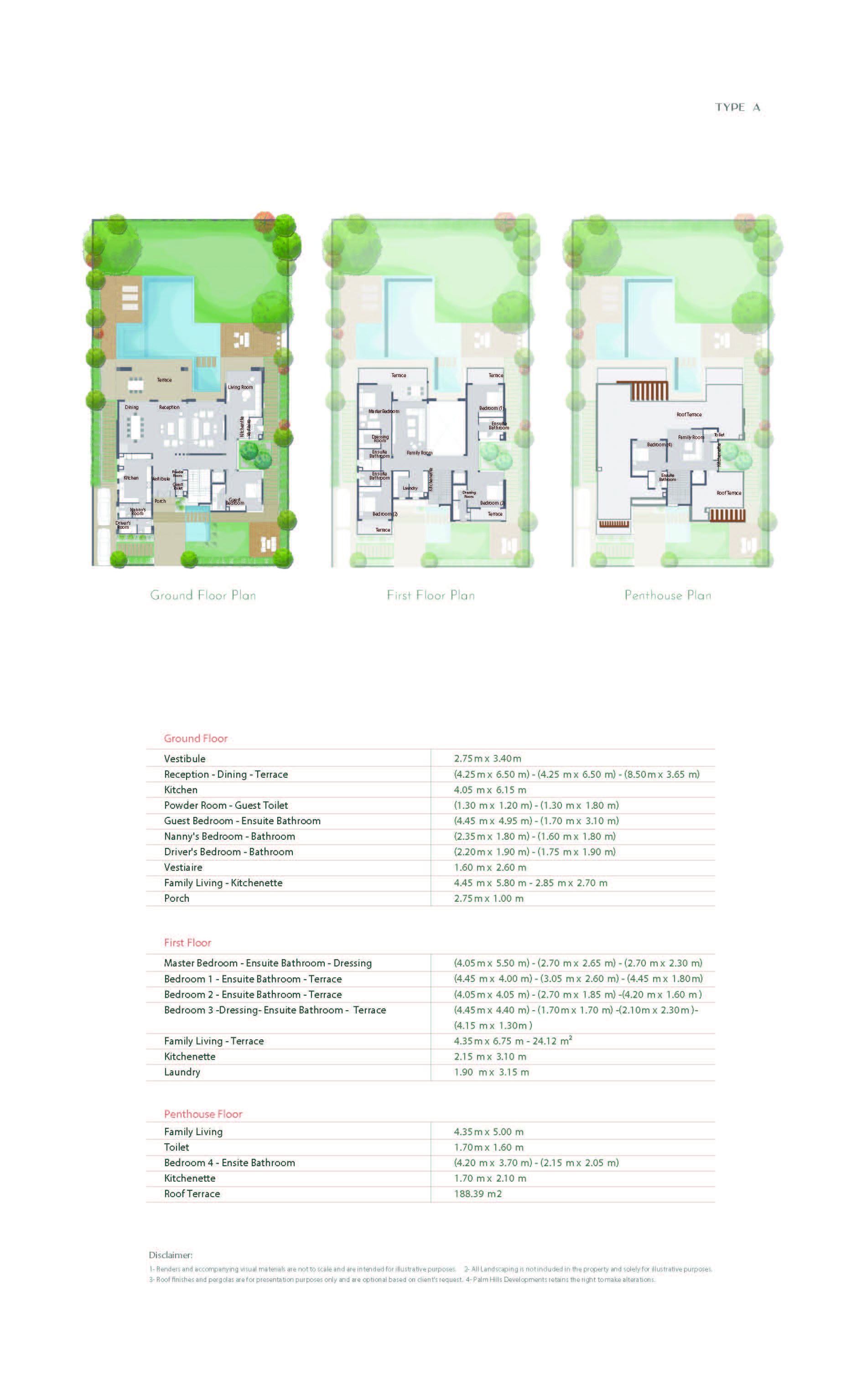 Floor plan for villa at Palm Hills New Cairo