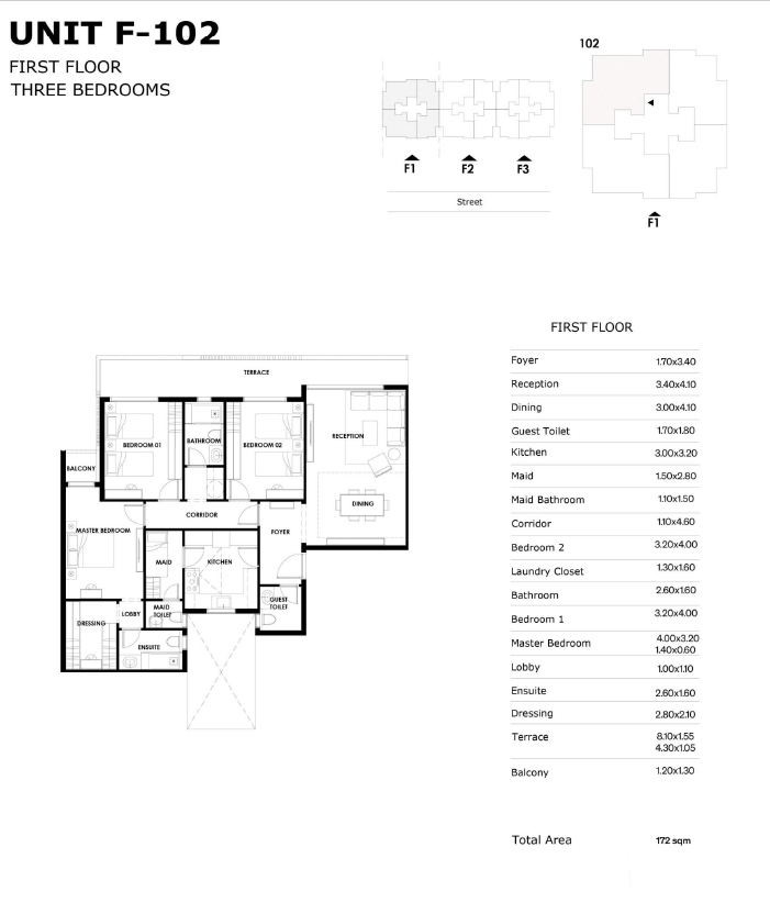 Floor plan for apartment at Trio