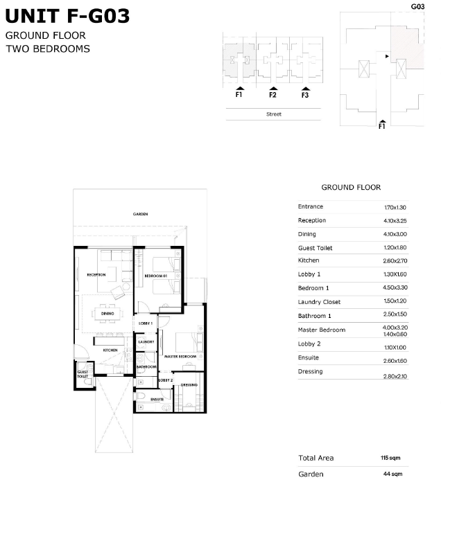 Floor plan for apartment at Trio