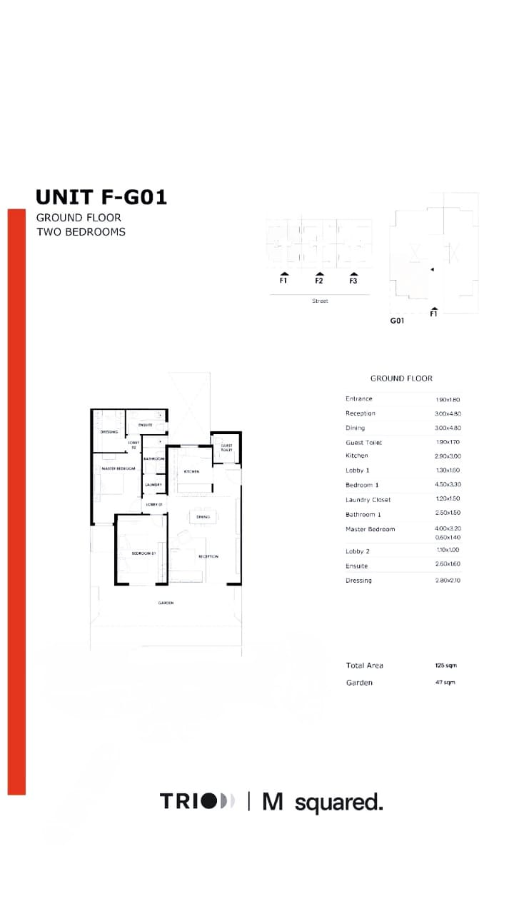 Floor plan for apartment at Trio
