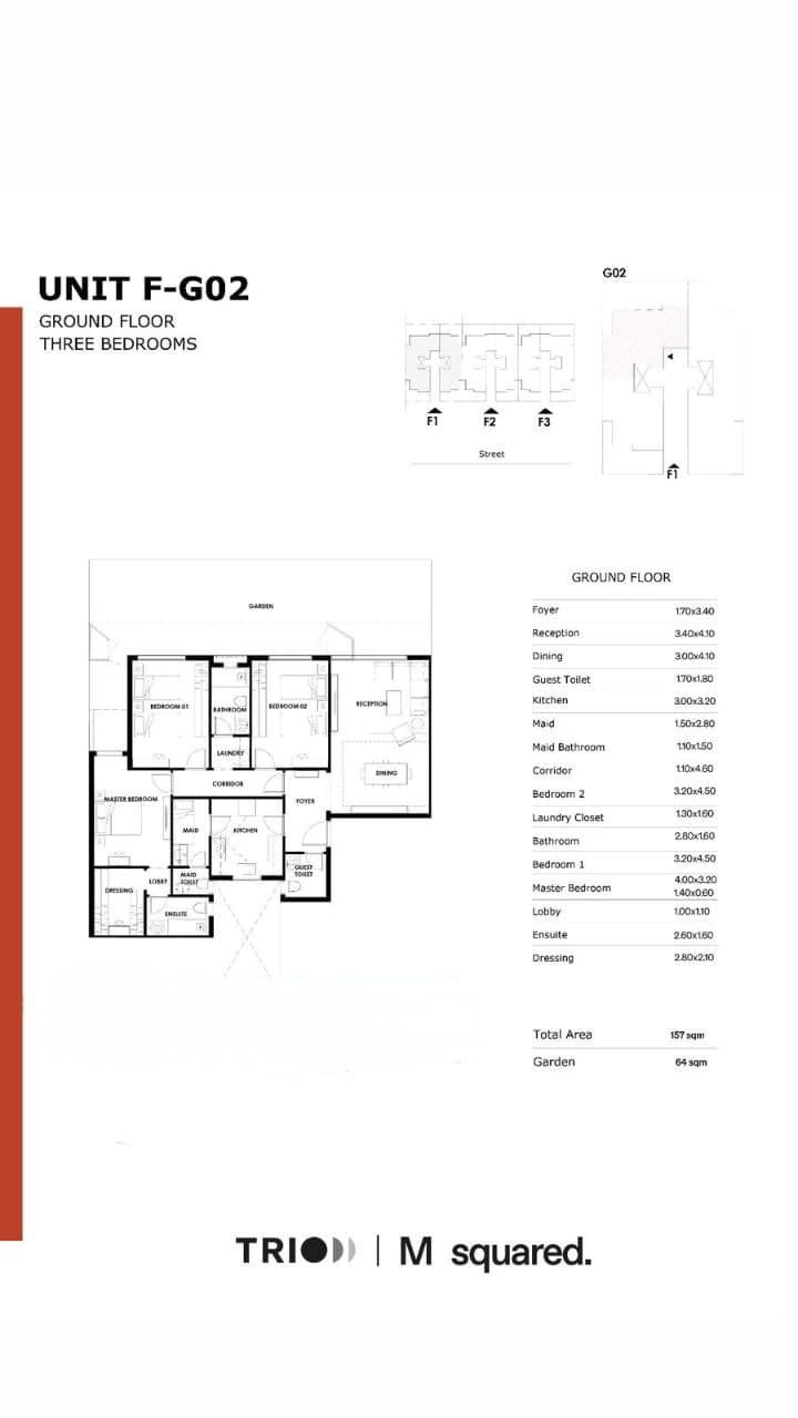 Floor plan for apartment at Trio