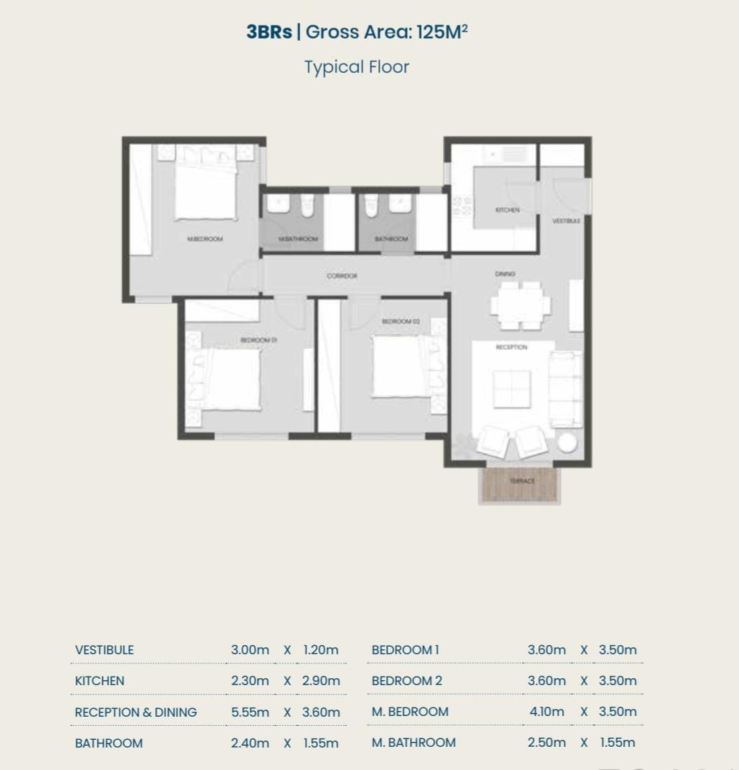 Floor plan for apartment at Aliva Mountain View Mostakbal City