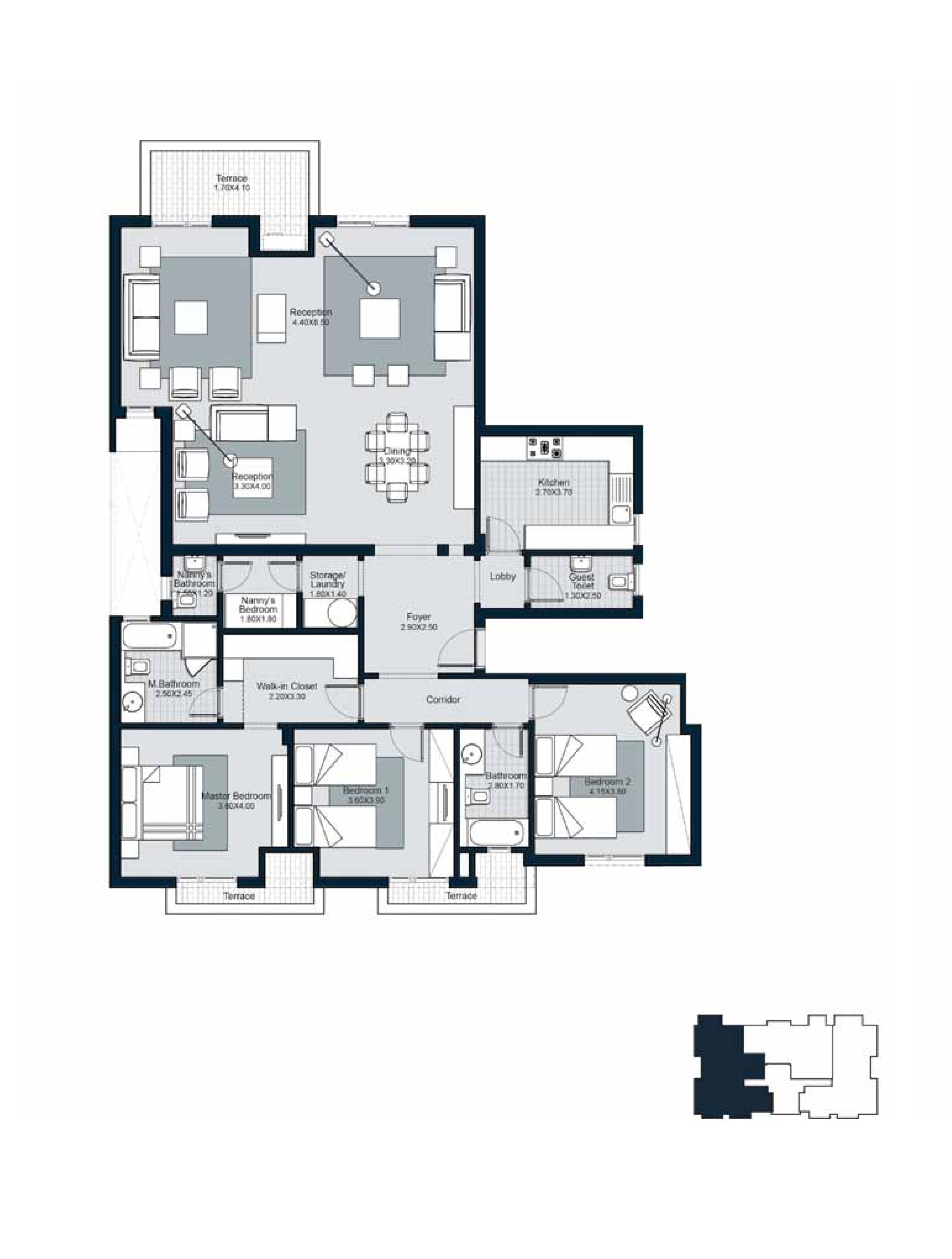 Floor plan for apartment at The Courtyards