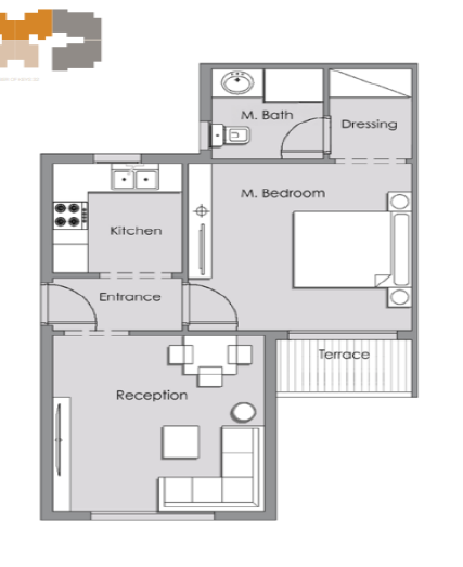 Floor plan for studio at Lugar