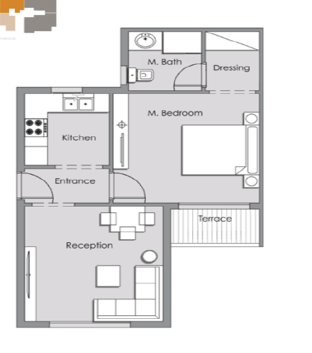 Floor plan for studio at Lugar