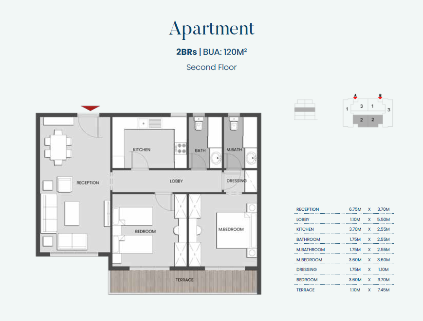 Floor plan for apartment at Aliva Mountain View Mostakbal City
