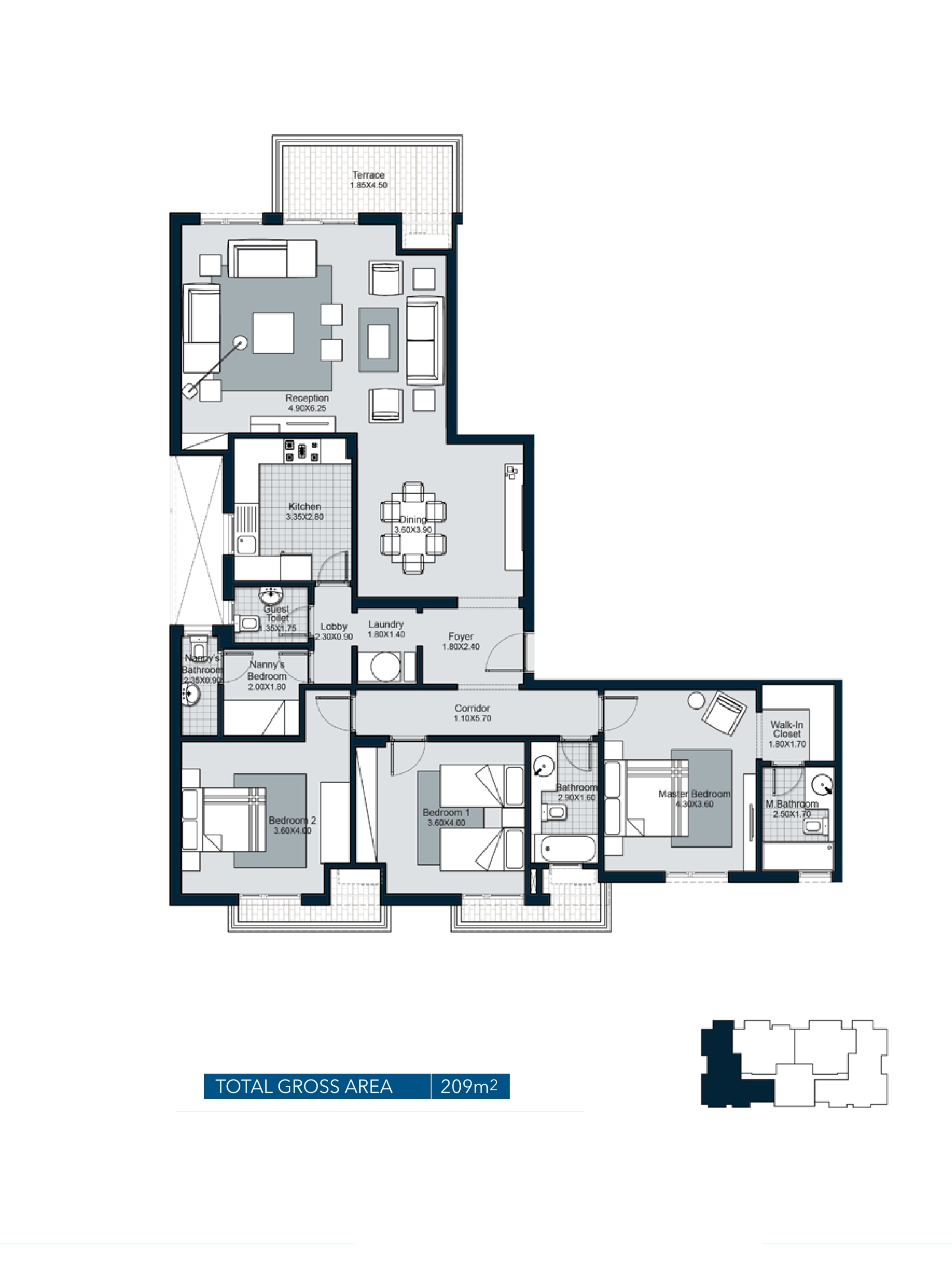 Floor plan for apartment at The Courtyards
