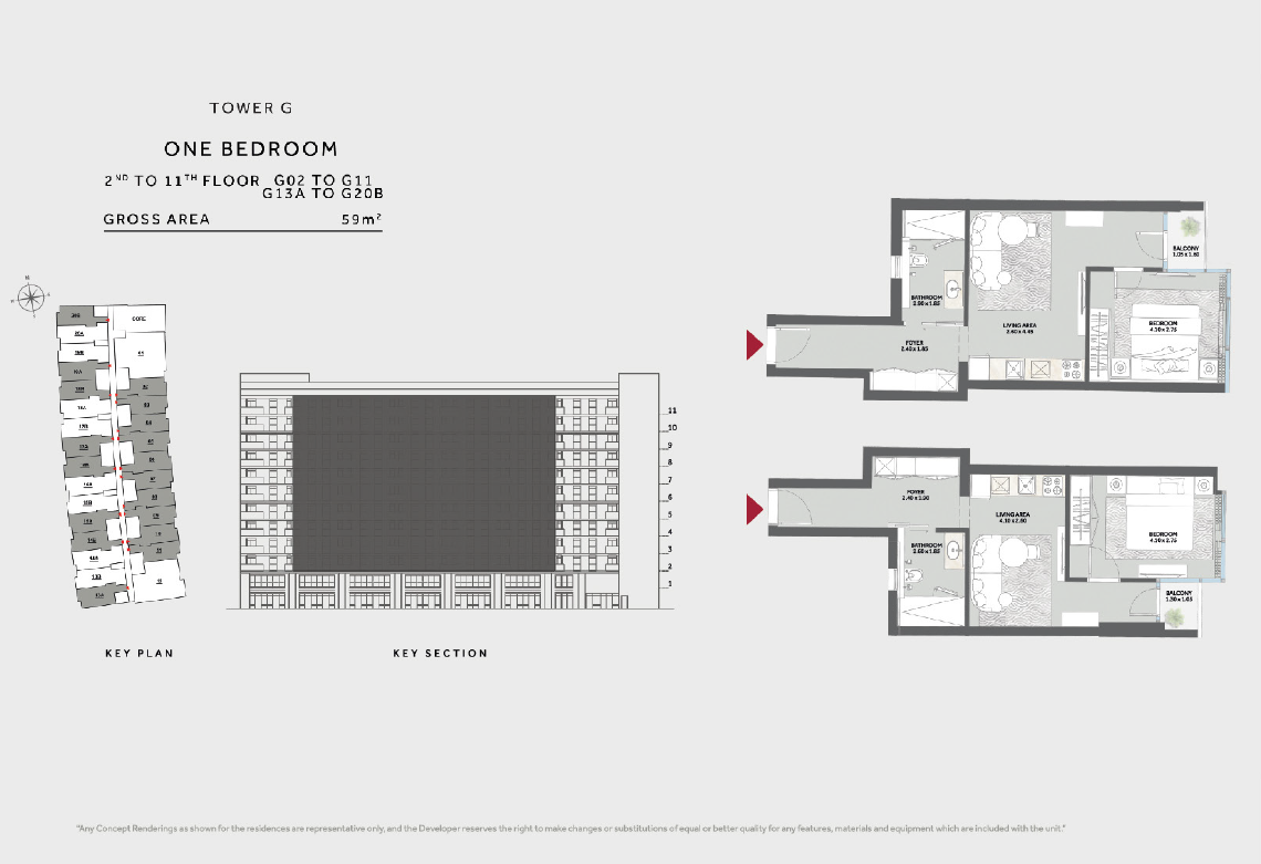 Floor plan for studio at Marriott Residences Heliopolis