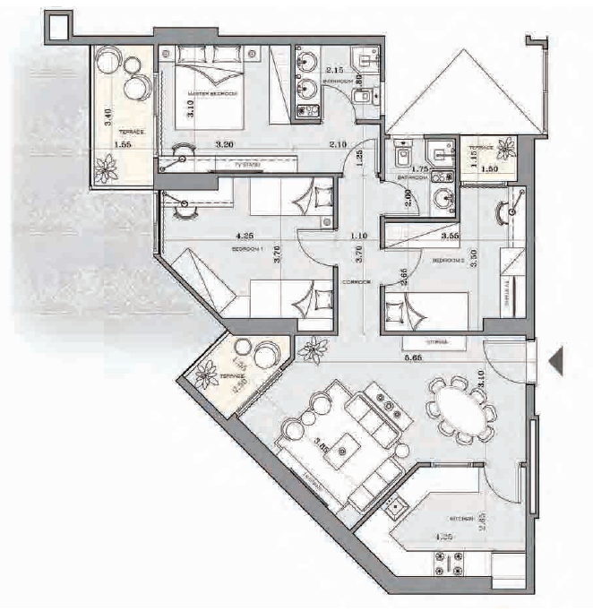 Floor plan for apartment at Degla Land Mark