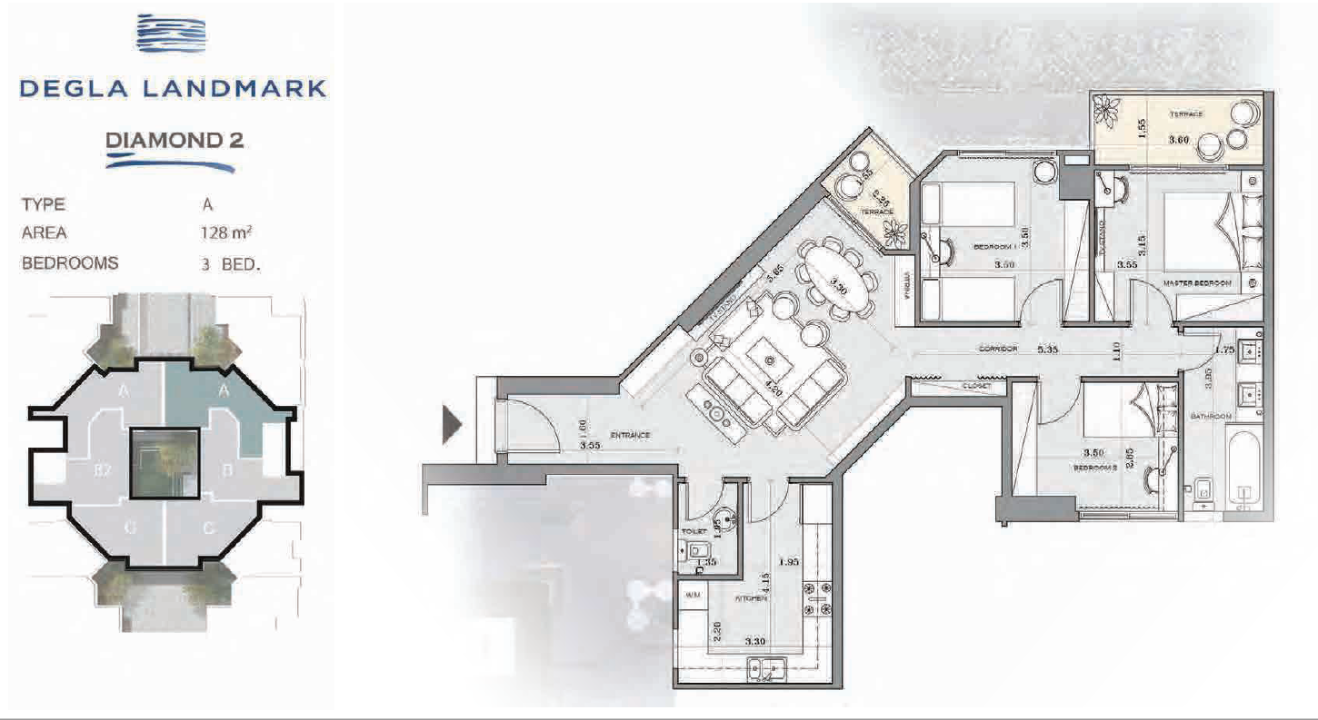 Floor plan for apartment at Degla Land Mark