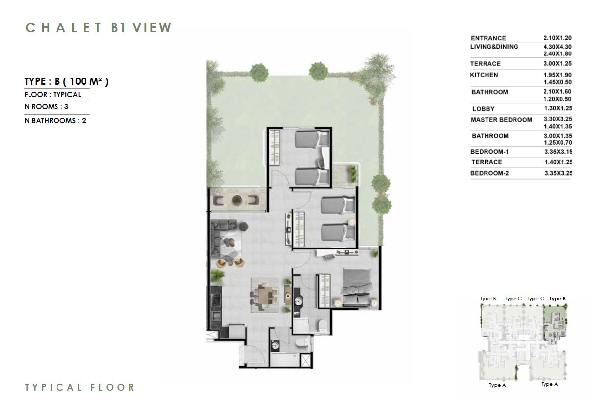 Floor plan for chalet at Zahra Morshedy Group