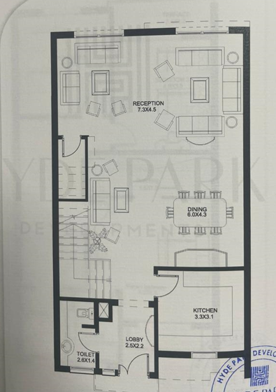 Floor plan for townhouse at Hyde Park