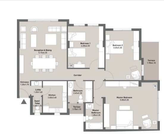 Floor plan for apartment at Al Maqsad