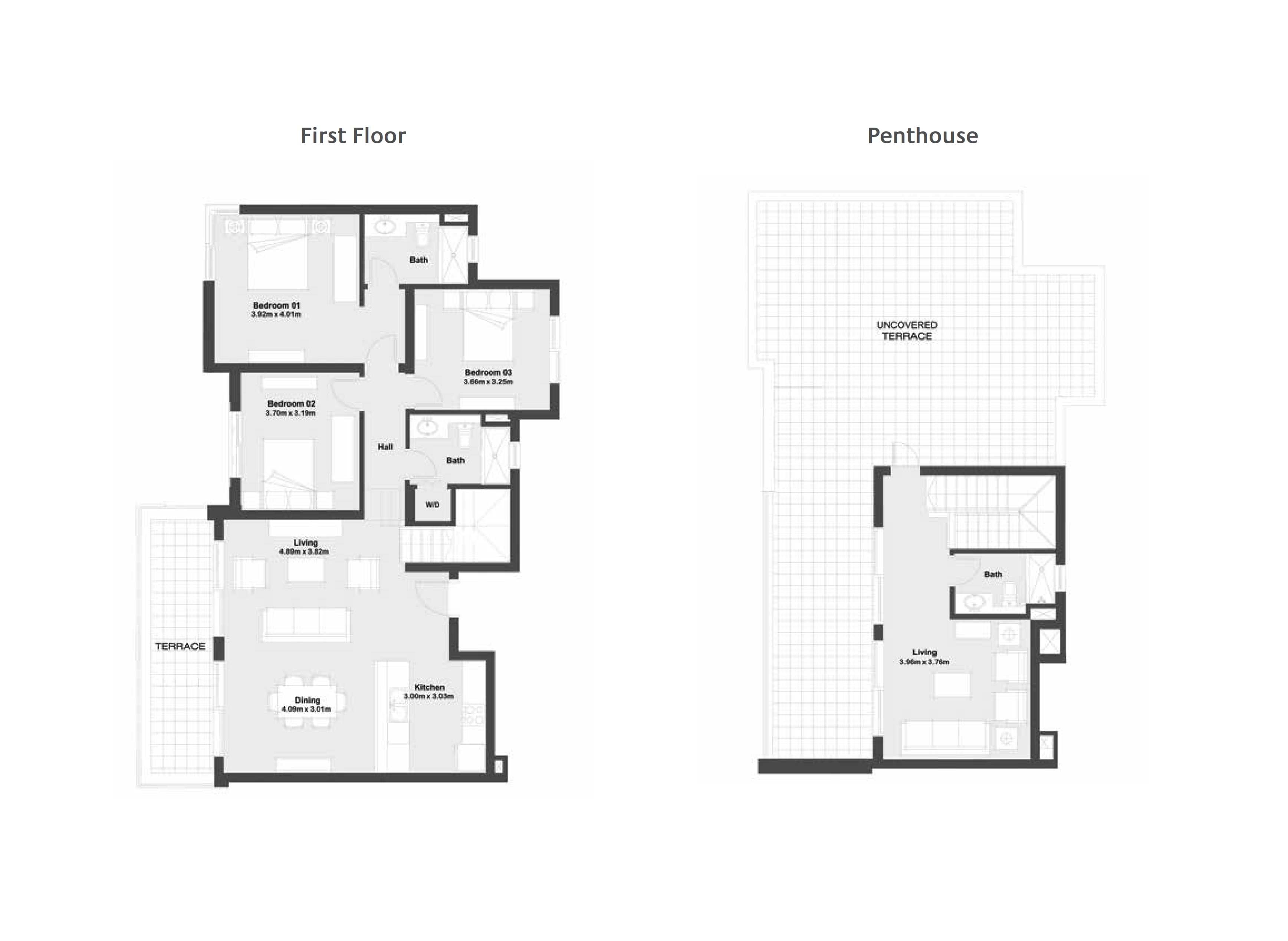 Floor plan for penthouse at Marassi