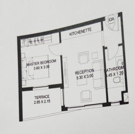 Floor plan for studio at Taj City