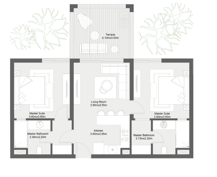 Floor plan for apartment at Zoya Ghazala Bay