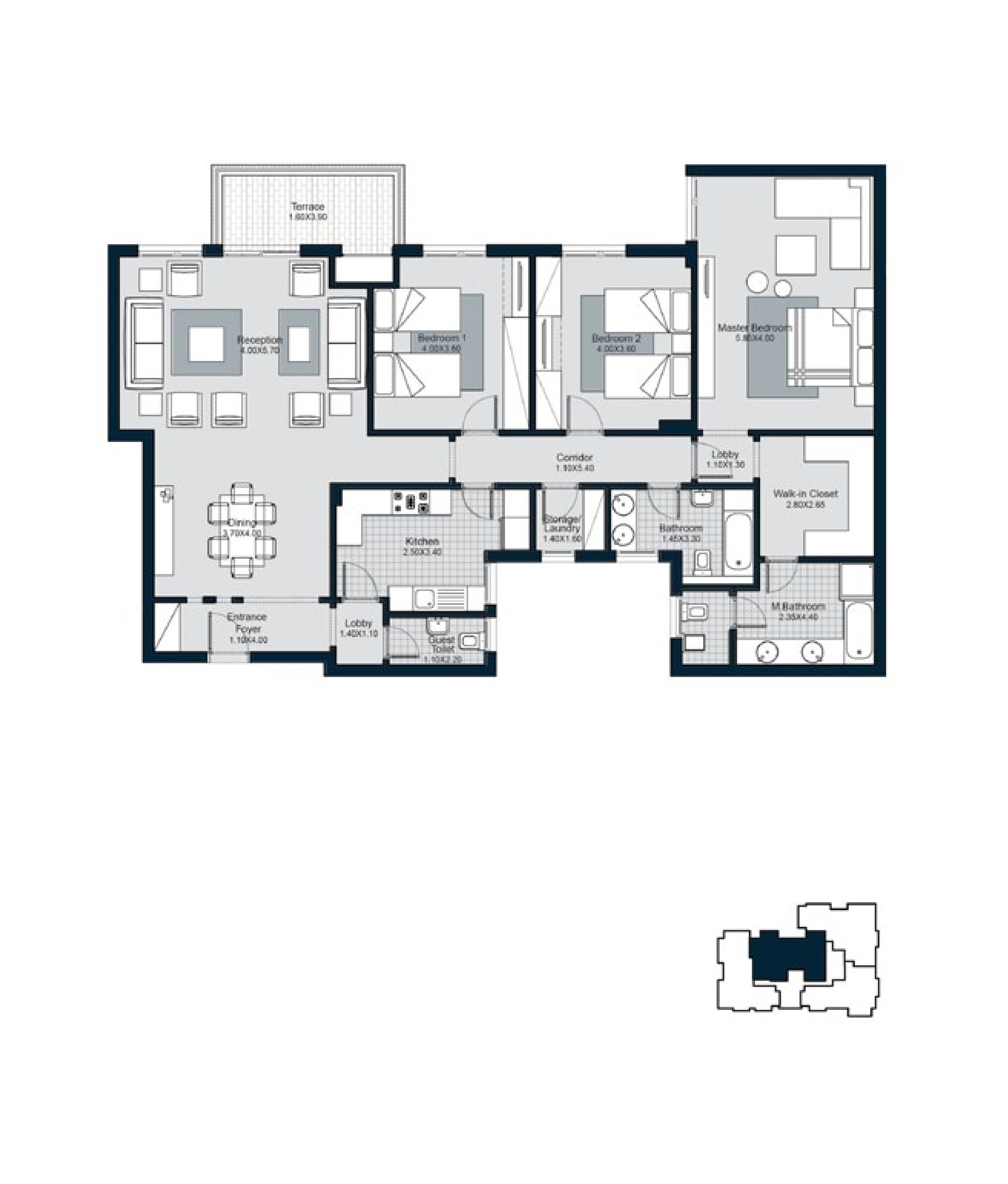 Floor plan for apartment at The Courtyards