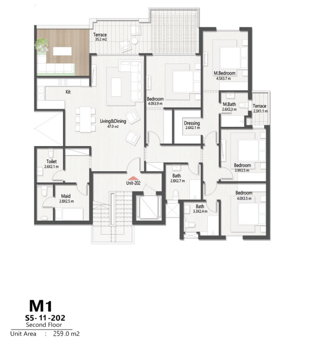 Floor plan for duplex at Masaya