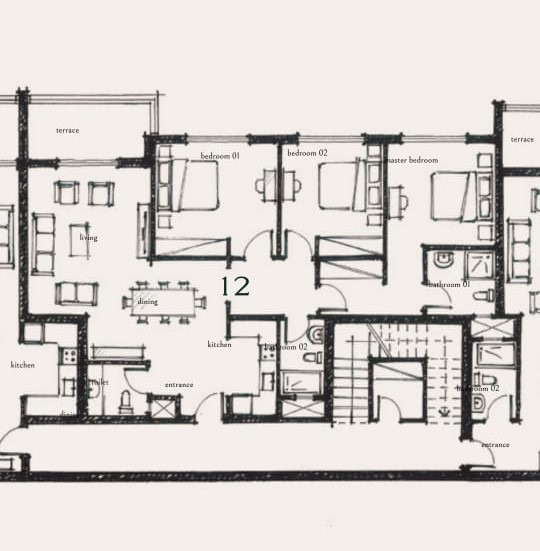Floor plan for chalet at Majada Iwan