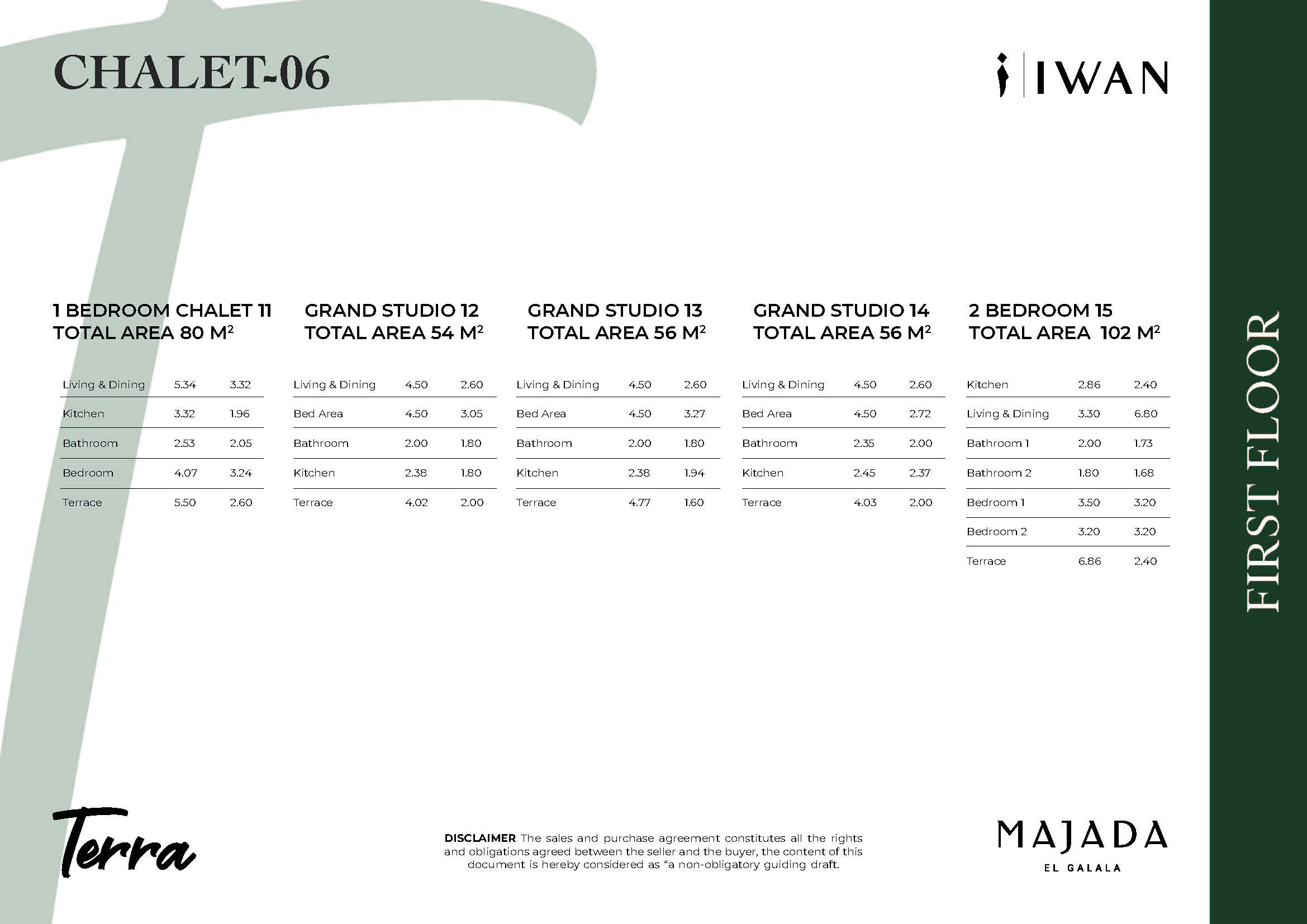 Floor plan for studio at Majada Iwan