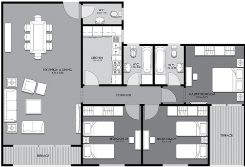 Floor plan for apartment at Midtown condo