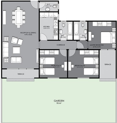 Floor plan for apartment at Midtown condo