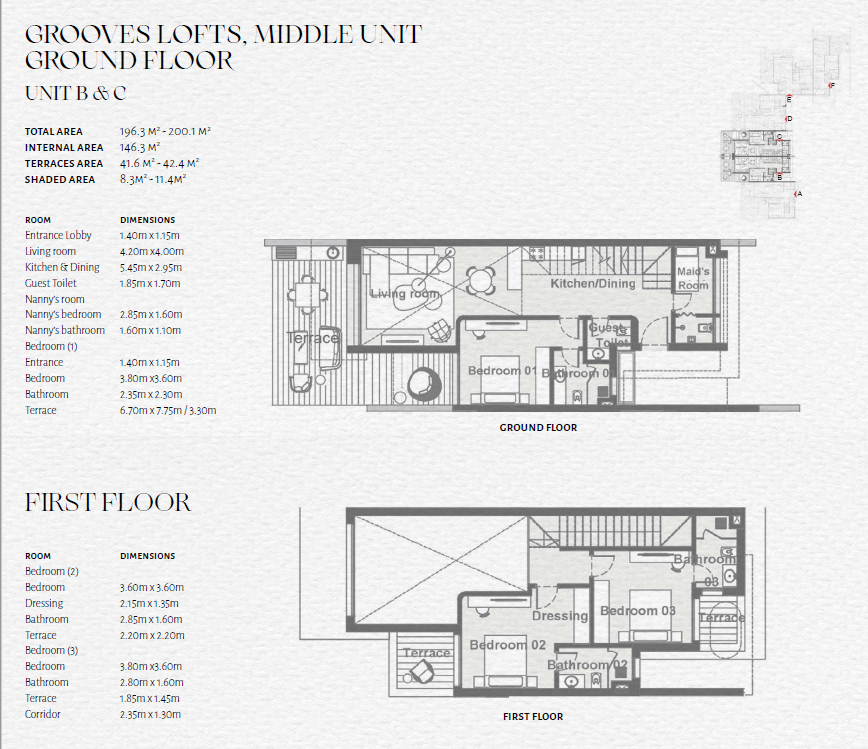 Floor plan for duplex at The Med