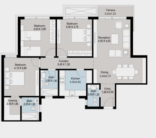 Floor plan for apartment at Bluetree