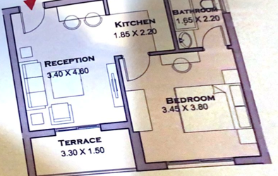 Floor plan for studio at Taj City