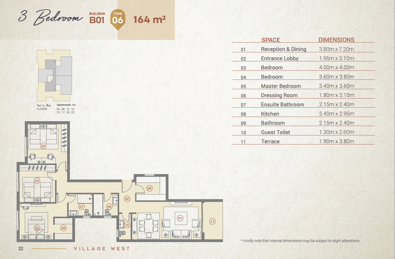 Floor plan for apartment at Village West