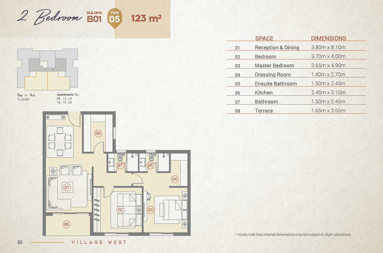 Floor plan for apartment at Village West