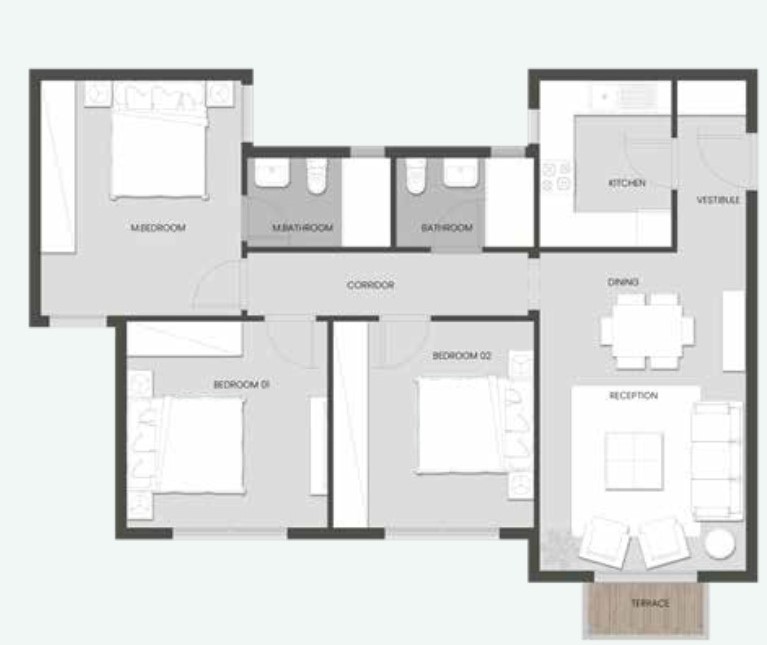 Floor plan for apartment at Aliva Mountain View Mostakbal City