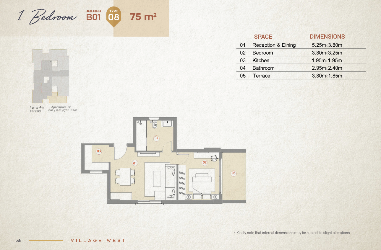 Floor plan for apartment at Village West