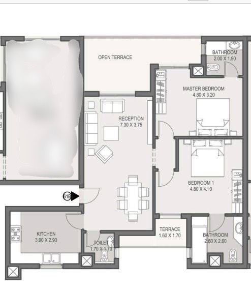 Floor plan for penthouse at Sarai