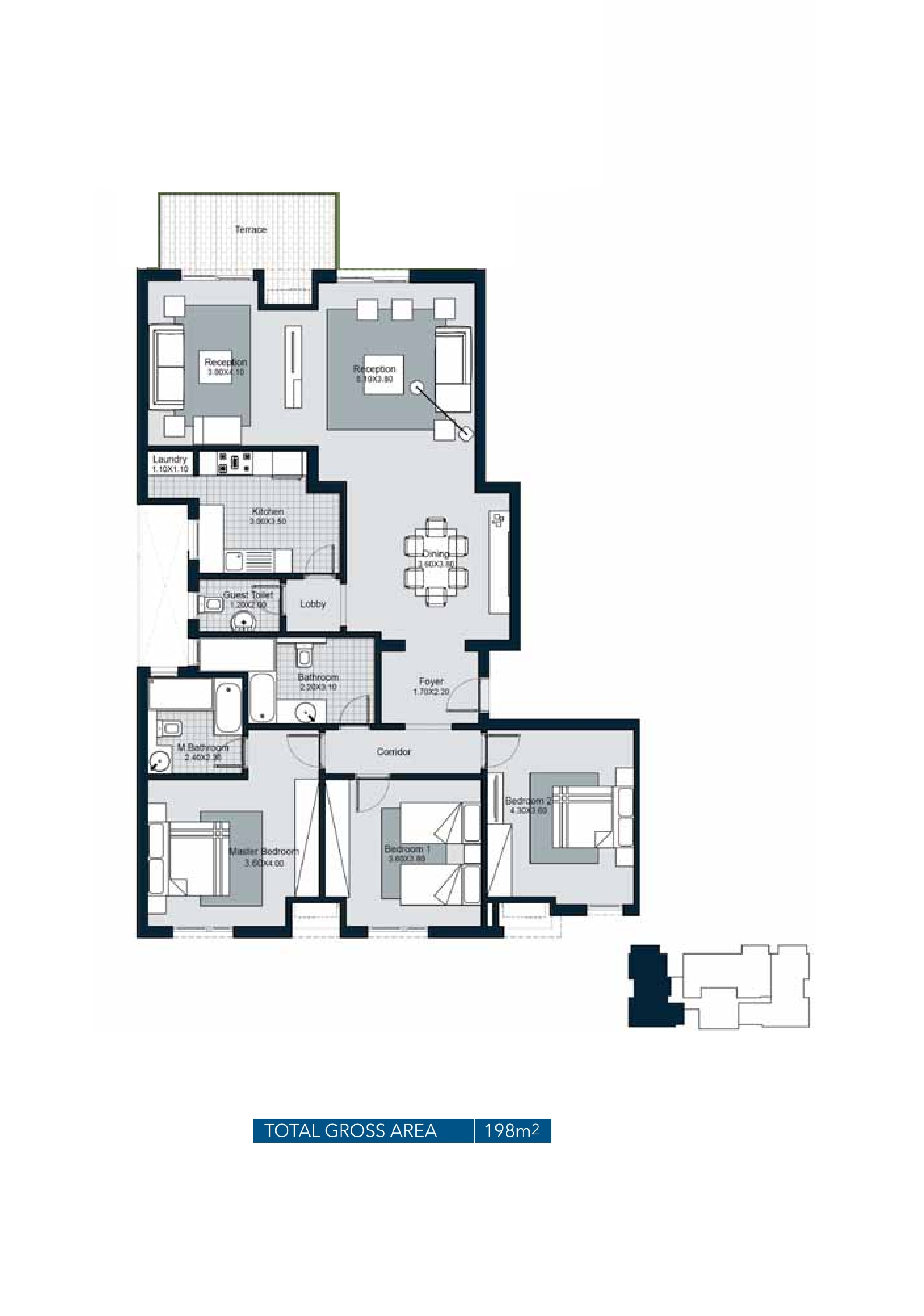 Floor plan for apartment at The Courtyards