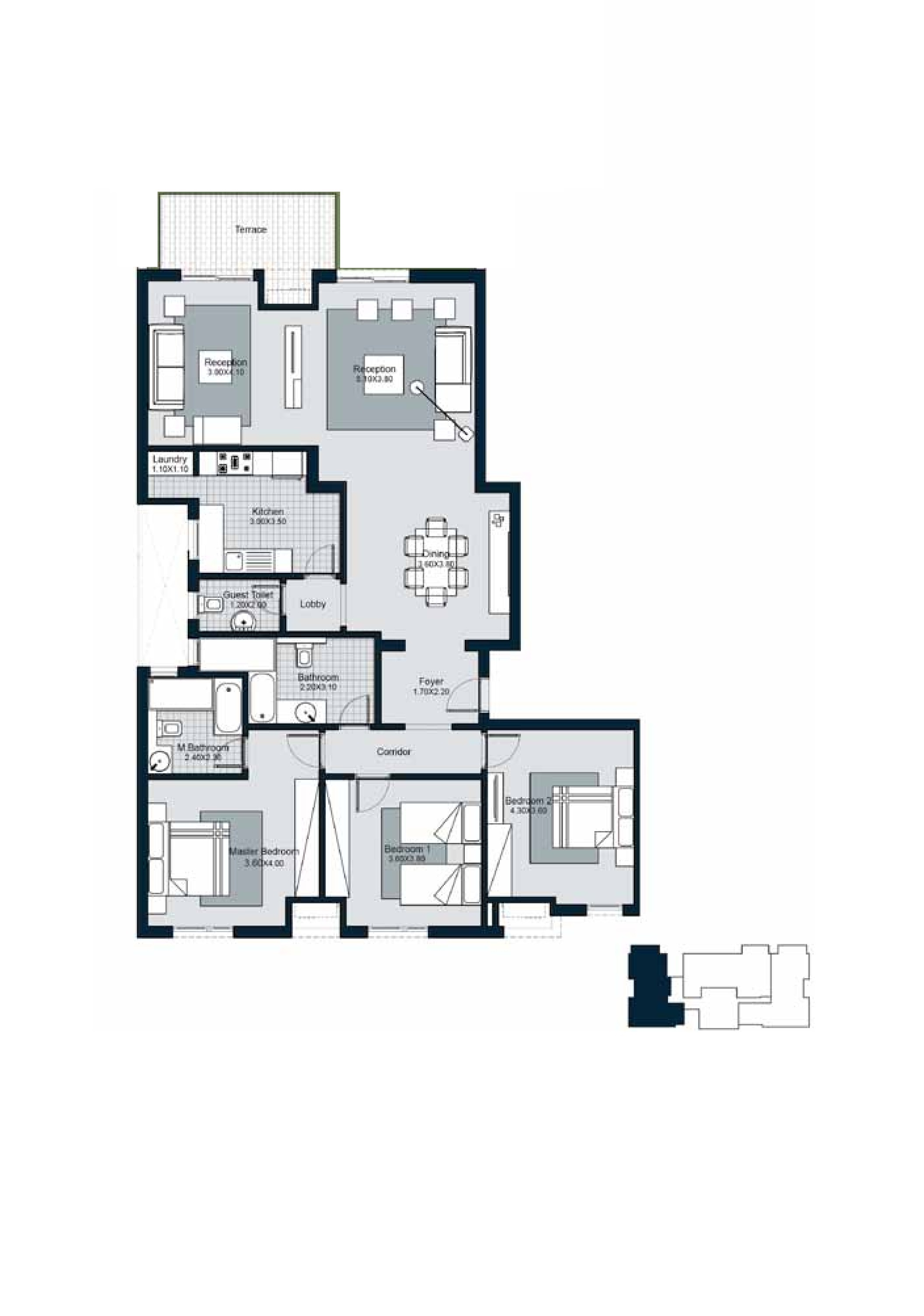 Floor plan for apartment at The Courtyards