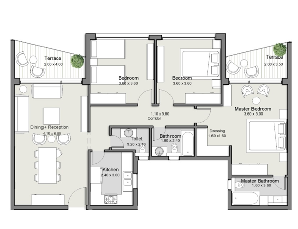 Floor plan for apartment at The Median Residences